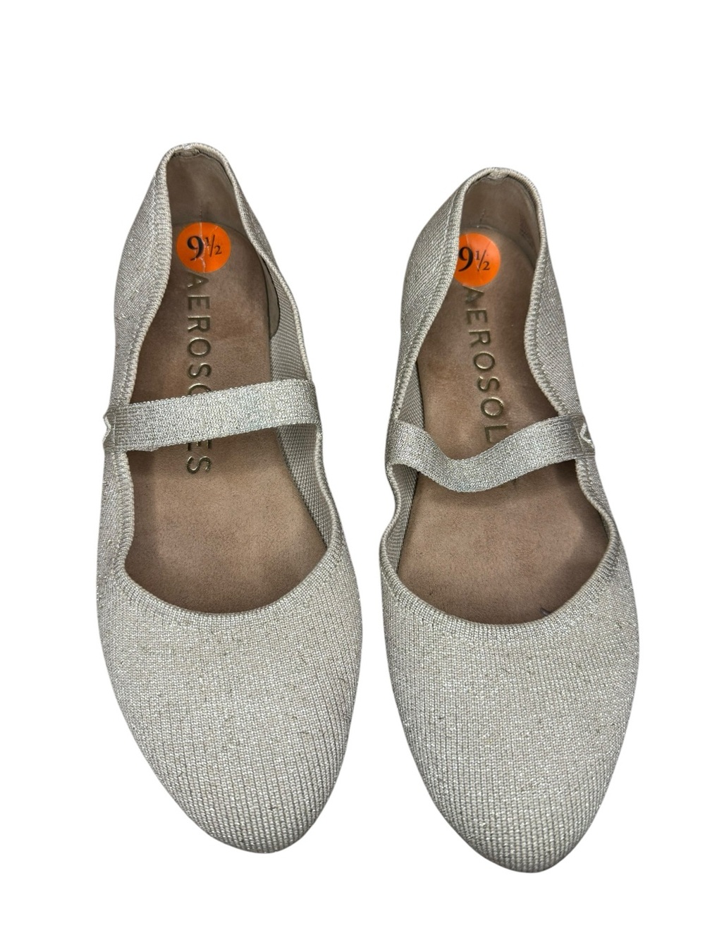AEROSOLES Women's Tan Gold Thread Knit Mary Jane Flat with Strap - Picture 2 of 6